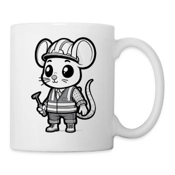 Cute Mouse Construction Worker - Tasse - Weiß - Rechts
