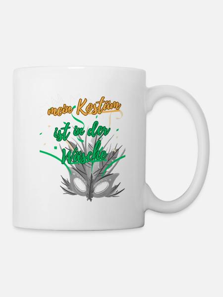 Karnevalskostüm "mein Kostüm ist in der Wäsche" - Tasse - Weiß