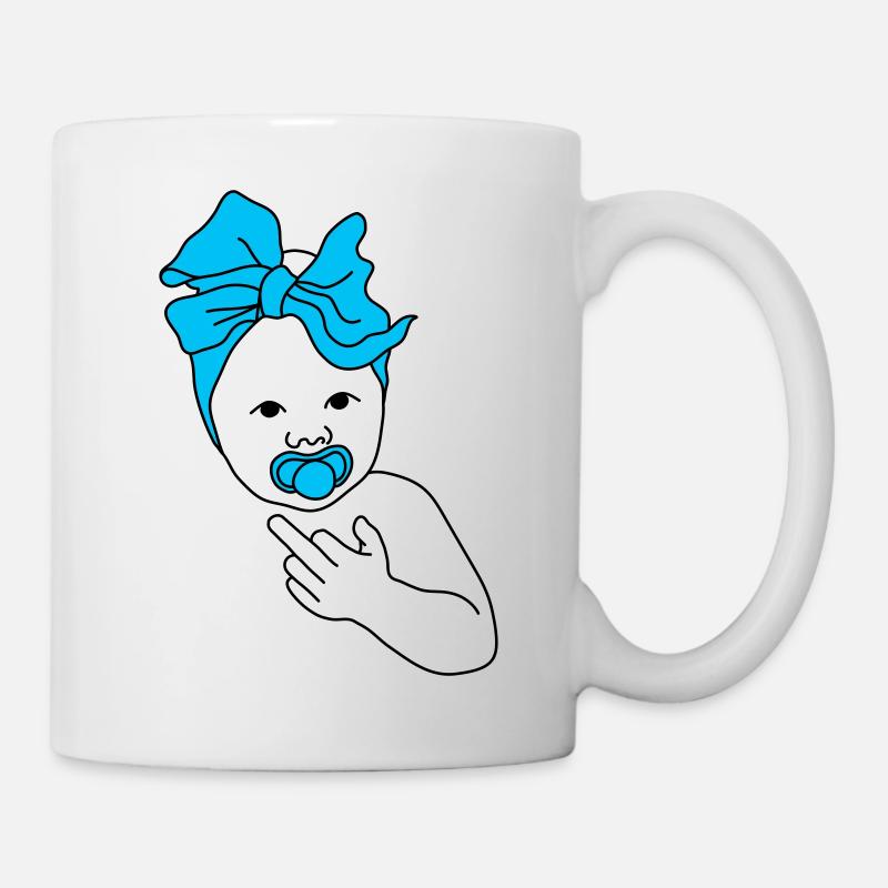 baby middlefinger blue - Tasse - Weiß