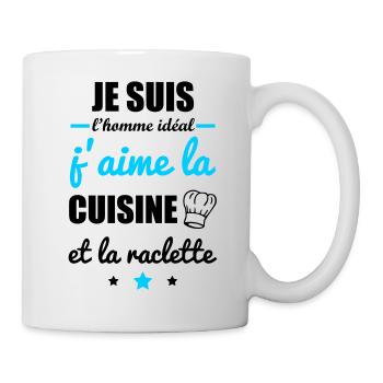 Homme idéal Cuisine, cadeau cuisinier, raclette - Mug blanc - blanc - Droite
