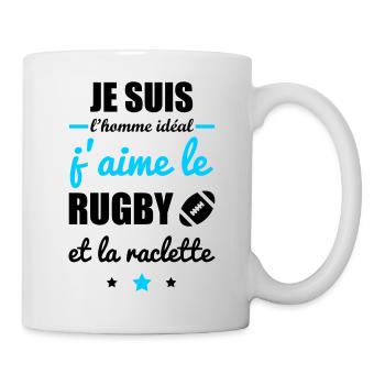 Homme idéal Rugby, rugbyman, raclette - Mug blanc - blanc - Droite