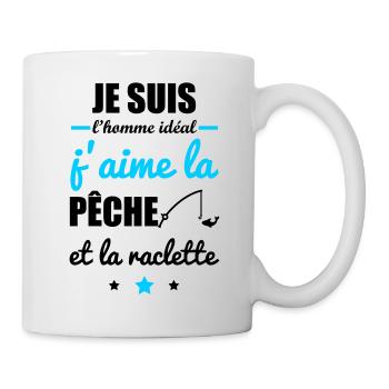 Homme idéal Pêche, idée cadeau pêcheur, raclette - Mug blanc - blanc - Droite