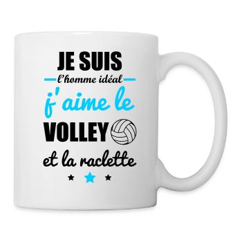 Homme idéal Volley, volleyball, volleyeur,raclette - Mug blanc - blanc - Droite