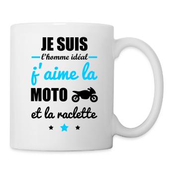 Homme idéal Moto, motard,cadeau, raclette - Mug blanc - blanc - Droite