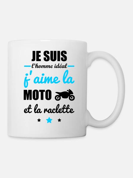 Homme idéal Moto, motard,cadeau, raclette - Mug blanc - blanc