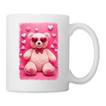 Valentine’s Day teddy with pink sunglasses - Mug - white - Right