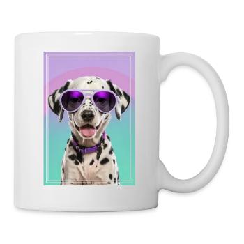 Cute dalmatian puppy with sunglasses - Mug - white - Right