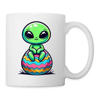 Cute Alien on Colorful Easter Egg - Mug - white - Right