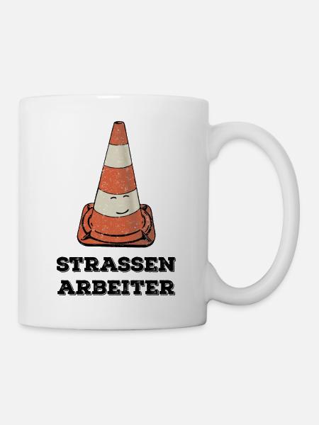 Strassenarbeiter Pylon streetworker - Tasse - Weiß