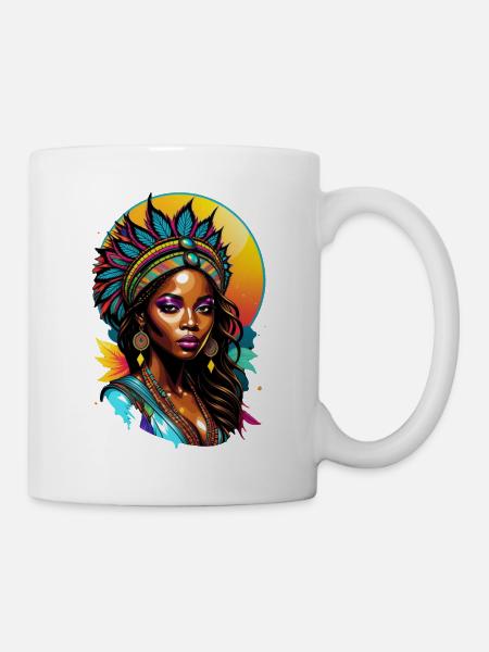 Afro Frau - Schönheit - Tasse - Weiß
