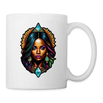 Afro Frau - Schönheit - Tasse - Weiß - Rechts