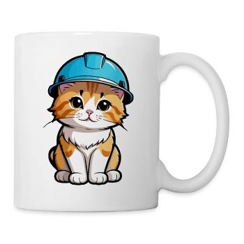 Chaton avec un casque de chantier - Mug blanc - blanc - Droite