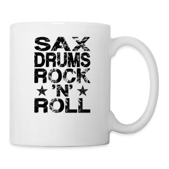Saxophon Schlagzeug Rock 'n' Roll - Tasse - Weiß - Rechts