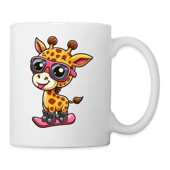 Snowboard Giraffe, Winter Sports Adventure - Mug - white - Right