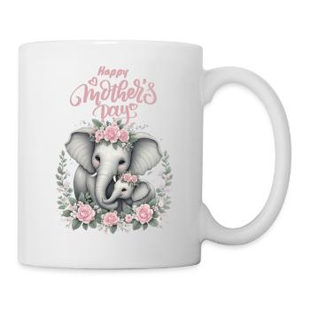 Mother's Love Elephant & Calf Floral Wreath - Tasse - Weiß - Rechts