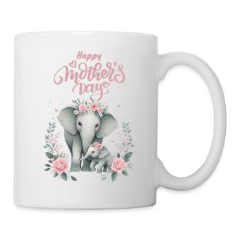 Mother's Love Elephant & Calf Floral Wreath - Tasse - Weiß - Rechts