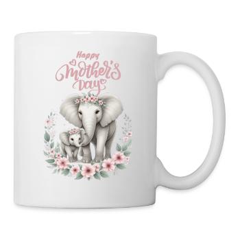 Mother's Love Elephant & Calf Floral Wreath - Tasse - Weiß - Rechts