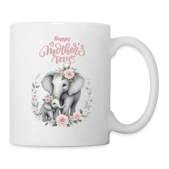 Mother's Love Elephant & Calf Floral Wreath - Tasse - Weiß - Rechts