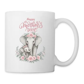 Mother's Love Elephant & Calf Floral Wreath - Tasse - Weiß - Rechts
