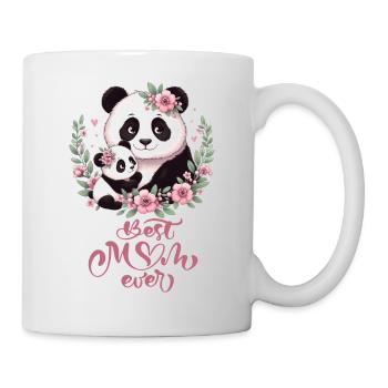 Best Mom Ever Panda Lover Floral Wreath I Mom - Tasse - Weiß - Rechts