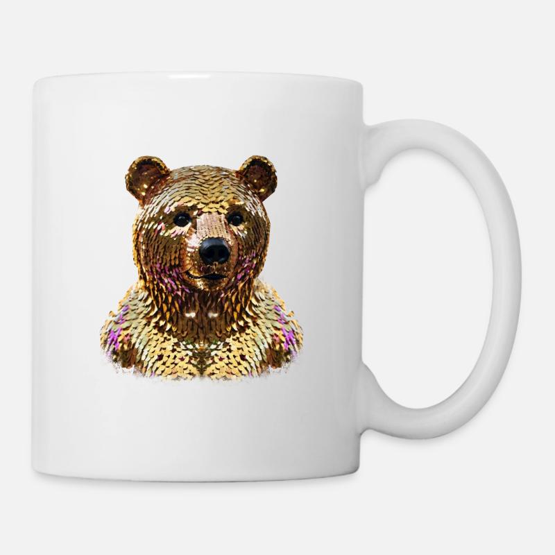 bär,goldener bär,bär mit pailletten,glänzend - Tasse - Weiß