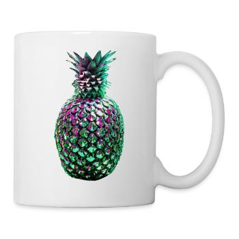 metall,ananas mit pailletten,Paillettenn,Ananas - Tasse - Weiß - Rechts