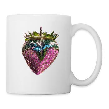 metalische Erdbeere,Pailletten,pink,Erdbeere - Tasse - Weiß - Rechts
