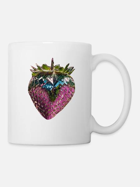 metalische Erdbeere,Pailletten,pink,Erdbeere - Tasse - Weiß