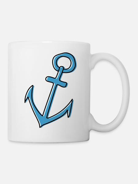 Marine Nautik Schifffahrt Anker - Tasse - Weiß