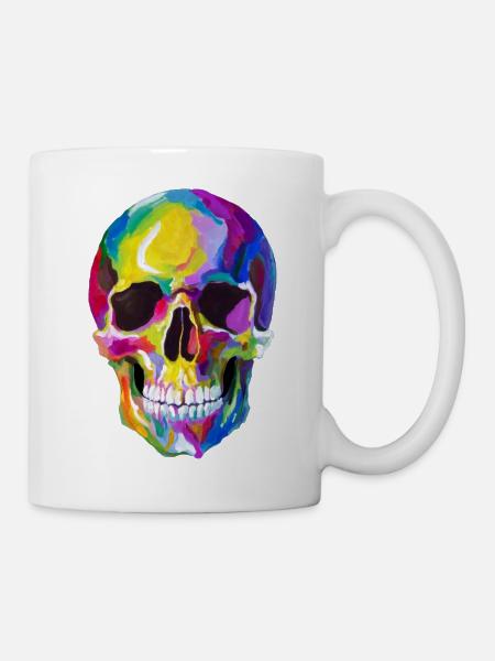 bunter Totenkopf - Tasse - Weiß