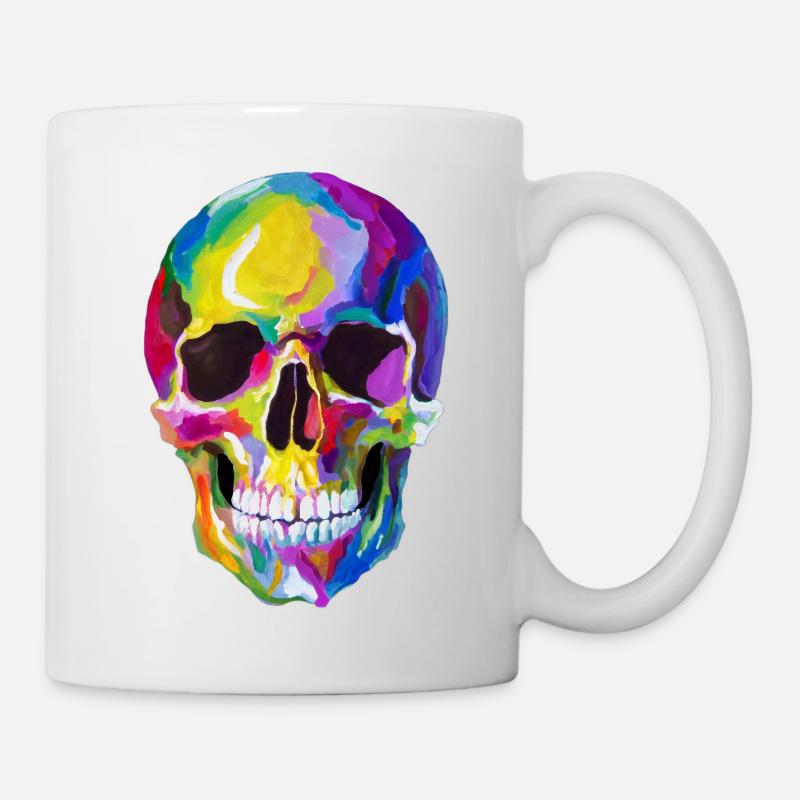 bunter Totenkopf - Tasse - Weiß