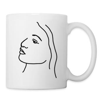 Minimalistisches Lineart – Portrait - Tasse - Weiß - Rechts