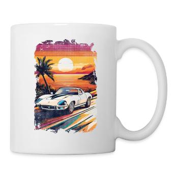 voiture vintage couché de soleil - Mug blanc - blanc - Droite