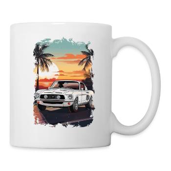 voiture vintage couché de soleil - Mug blanc - blanc - Droite