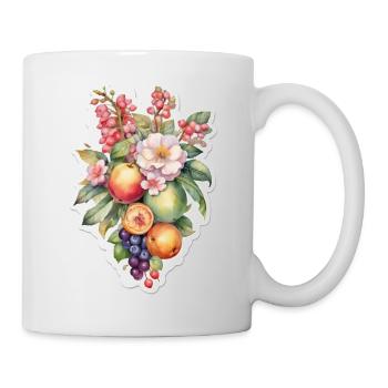 Blumen und Obst - Tasse - Weiß - Rechts