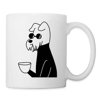 Hund mit Tasse - Tasse - Weiß - Rechts
