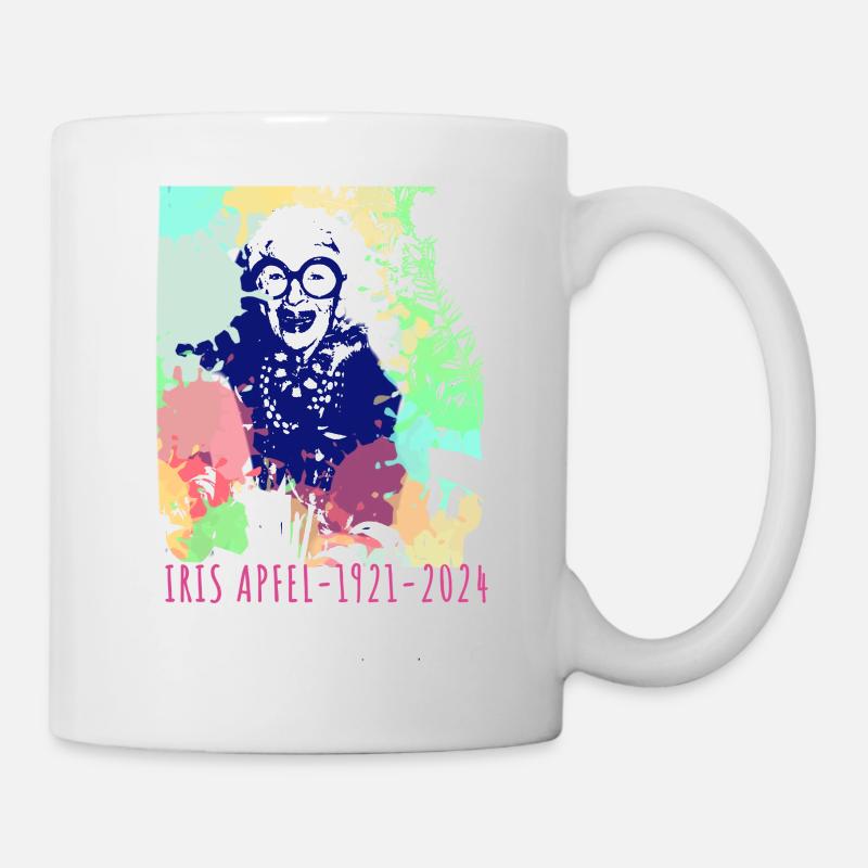 Illustration, bunt, Graffiti, Iris Apfel - Tasse - Weiß