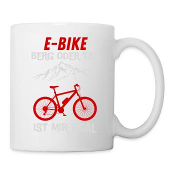 E-Bike Berg oder Tal ist mir Egal Geschenkidee - Tasse - Weiß - Rechts