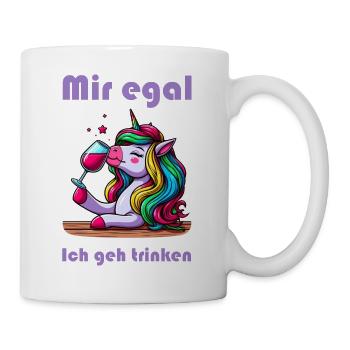 Mir egal ich geh trinken süßes Einhorn - Tasse - Weiß - Rechts
