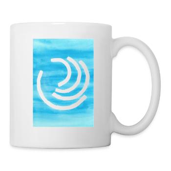 Original abstraktes Aquarell bunt blau weiß - Tasse - Weiß - Rechts