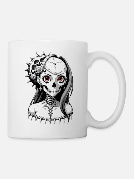 Bride Skull // Totenkopf Braut // Hochzeit FS0128 - Tasse - Weiß
