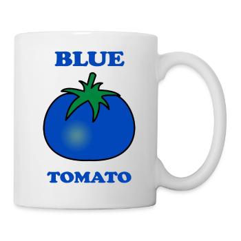 blaue Tomate lustiges Motiv mit blauer Tomate - Tasse - Weiß - Rechts
