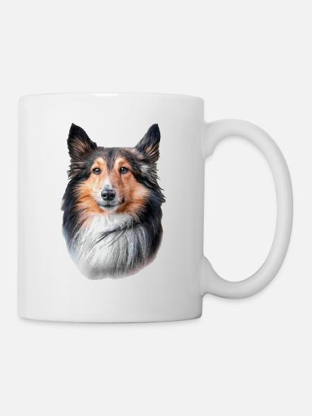Shetland Dog Head - Mug - white