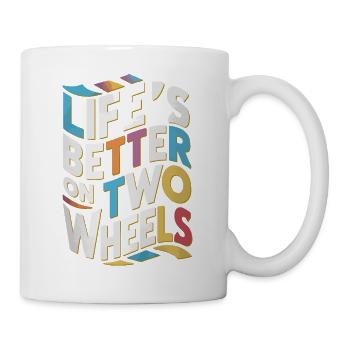 Life's better on two wheels font mosaic - Mug - white - Right