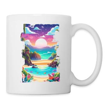 plage vacances soleil mer - Mug blanc - blanc - Droite