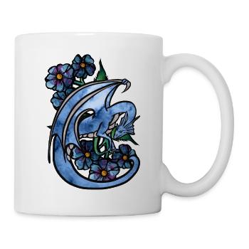 Blue Flowers Dragon - Mug - white - Right