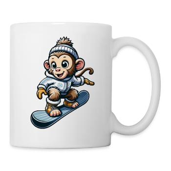 Schimpanse auf Snowboard Winter Wintersport - Tasse - Weiß - Rechts