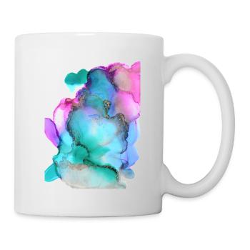 Peinture abstraite encre colorée et marbrée - Mug blanc - blanc - Droite