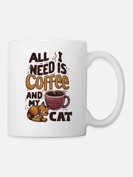café et chat pour une bonne journée - Mug blanc - blanc