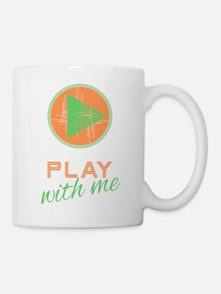 Play with me - orange/green - Mug - white
